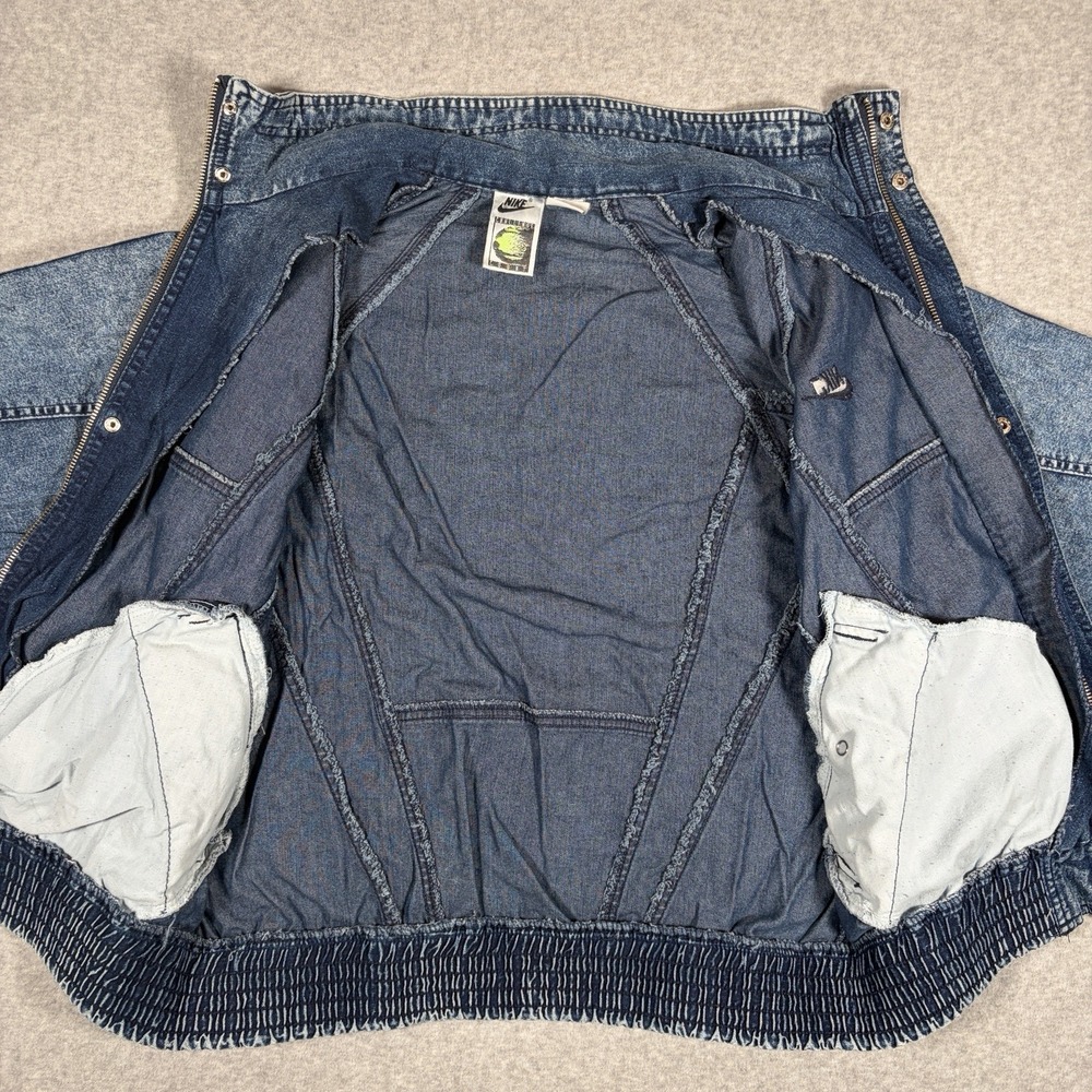 VTG 80s Nike Challenge Court Acid Wash Denim Jacket Mens Small Agassi Full Zip - Picture 10 of 12